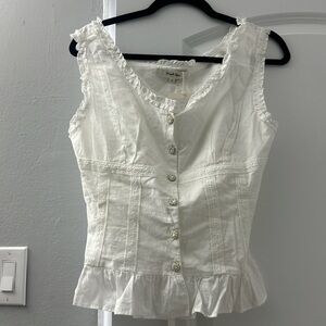 Free People Ivory Ruffled Blouse